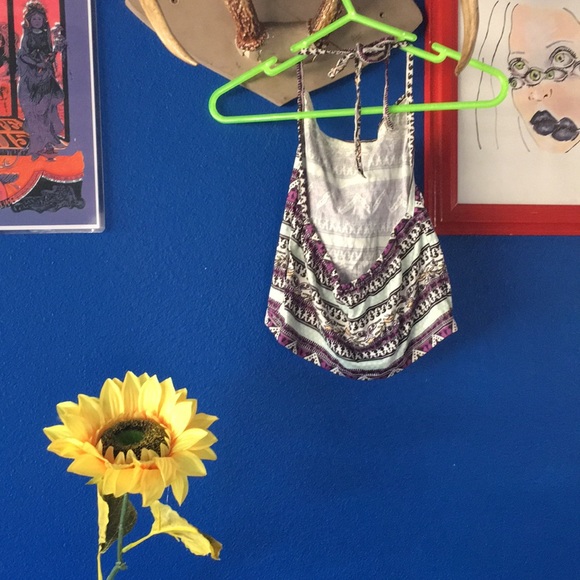 Tribal Print Halter Crop Top - Picture 3 of 6